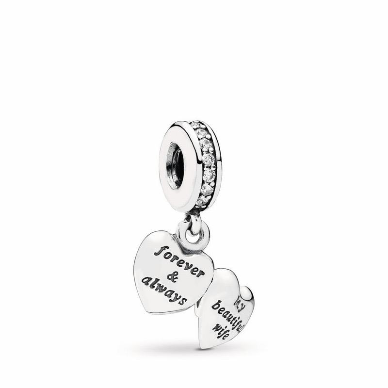 Pandora My Beautiful Wife Dangle Charm - Sterling Silver/Cubic Zirconia - Canada | MH5130FA